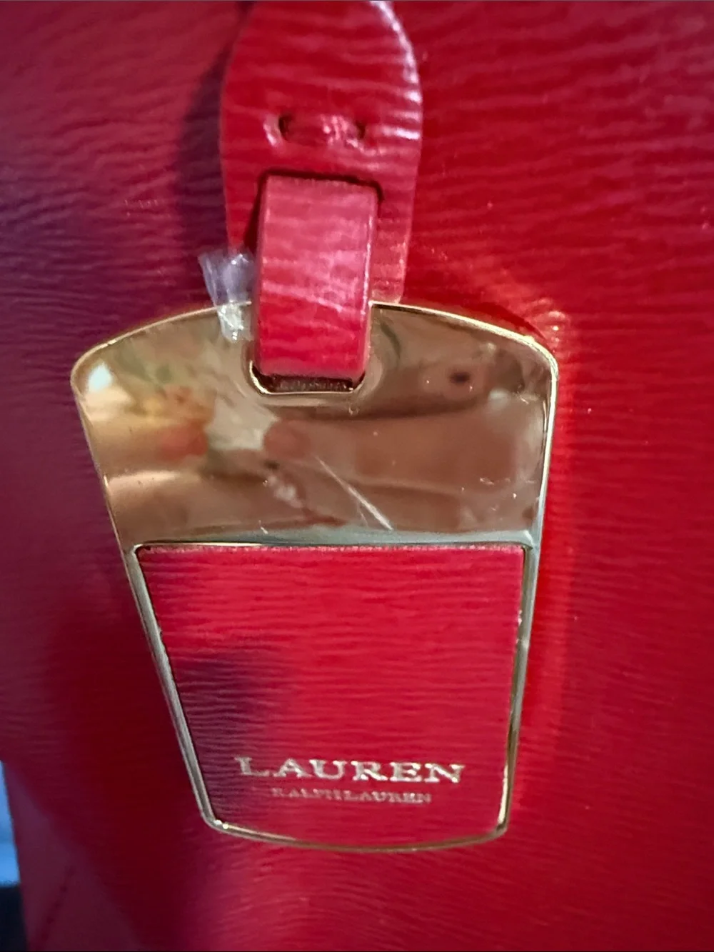 Lauren Ralph Lauren Red Leather Large Tote Satchel Gold Hardware